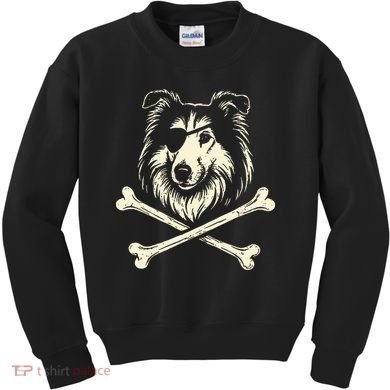 Pirate Collie Crossbones Dog Kids Sweatshirt