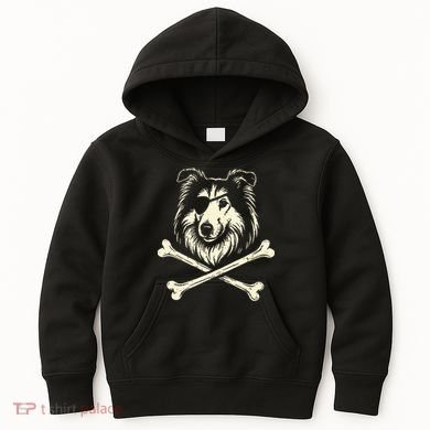 Pirate Collie Crossbones Dog Kids Hoodie