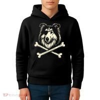 Pirate Collie Crossbones Dog Kids Hoodie thumb 4