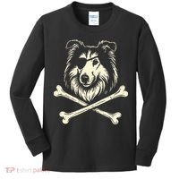 Pirate Collie Crossbones Dog Kids Long Sleeve Shirt thumb 0