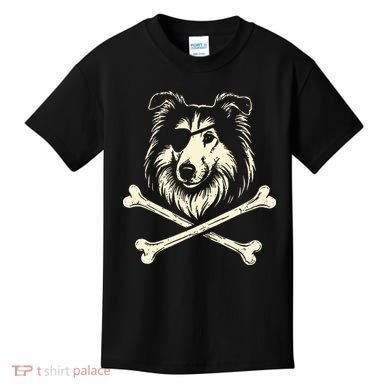 Pirate Collie Crossbones Dog Kids T-Shirt