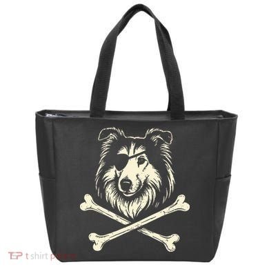 Pirate Collie Crossbones Dog Tote Bag