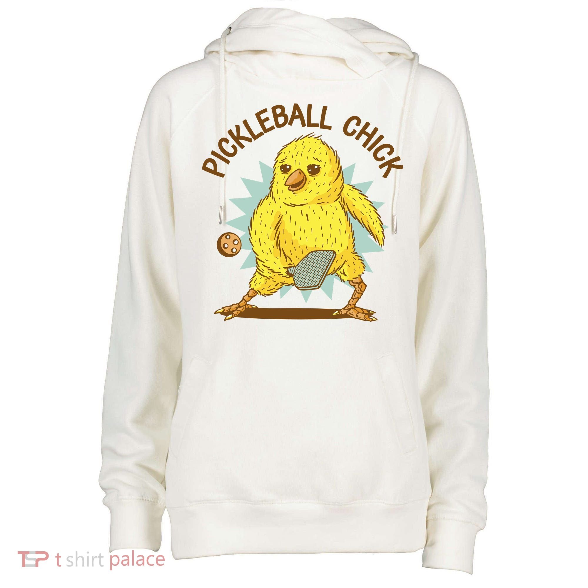 Pickleball Chick Cute Sport Womens Funnel Neck Pullover Hood