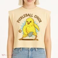 Pickleball Chick Cute Sport Garment-Dyed Women's Muscle Tee thumb 2