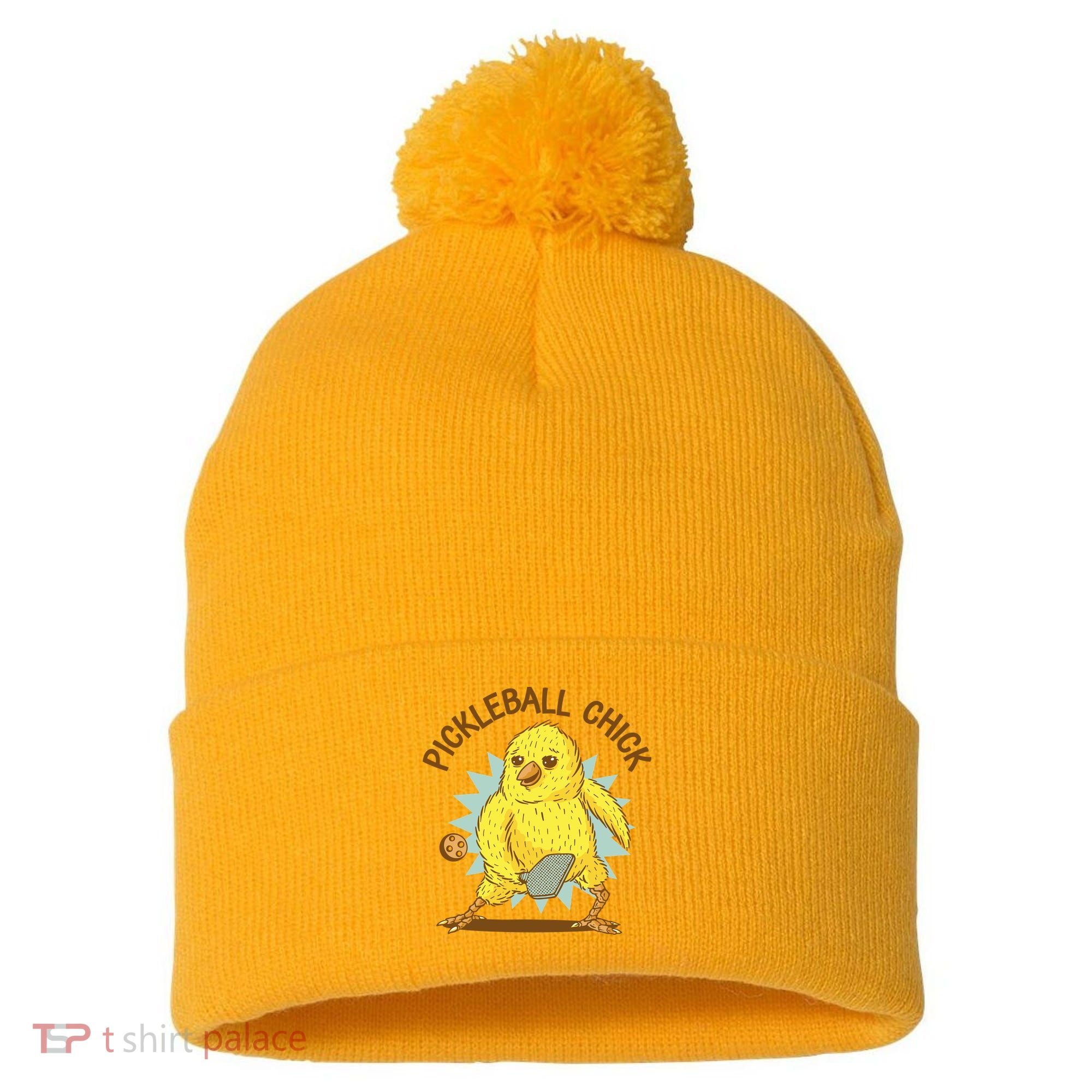Pickleball Chick Cute Sport Pom Pom 12in Knit Beanie