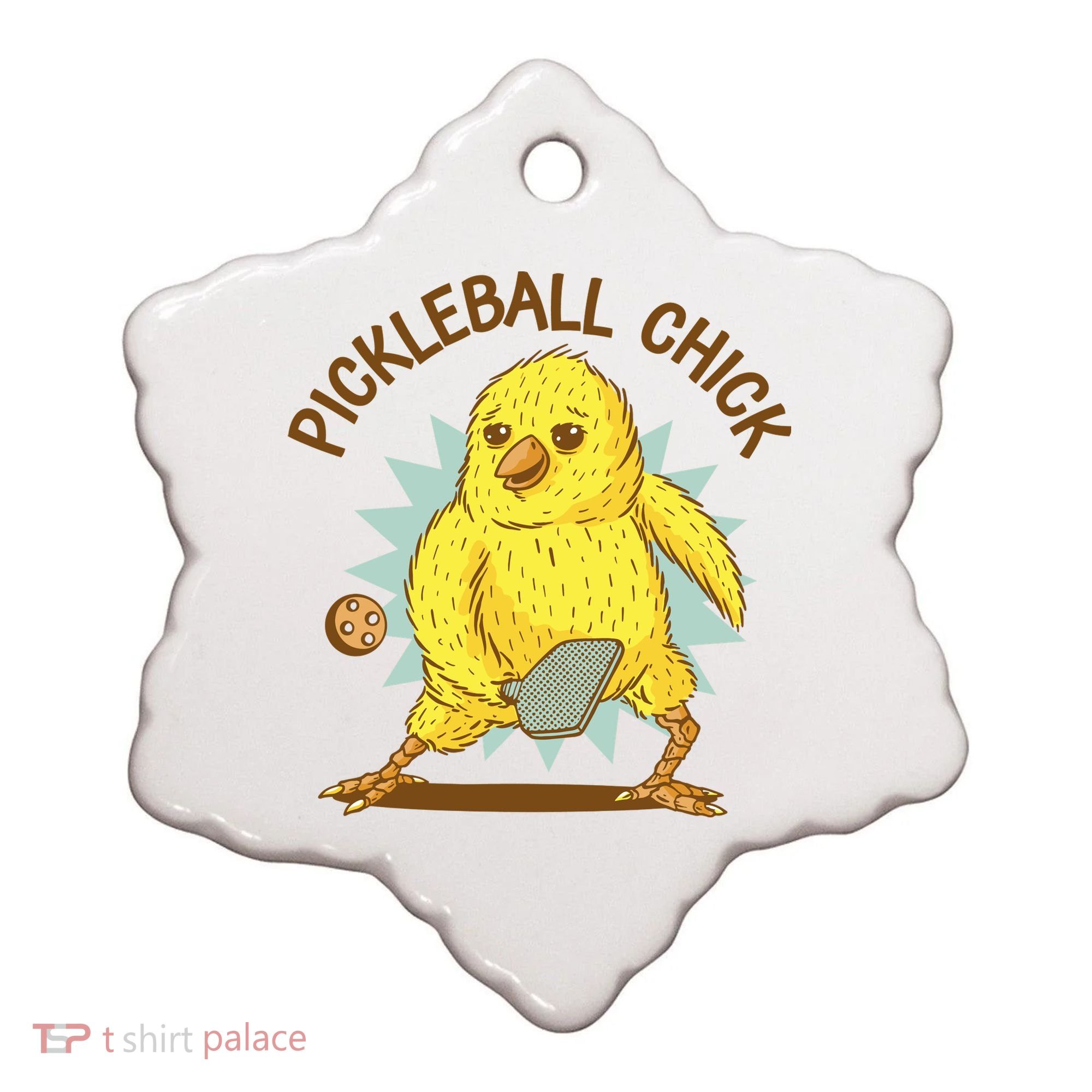Pickleball Chick Cute Sport Ceramic Ornament