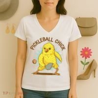 Pickleball Chick Cute Sport Women's V-Neck T-Shirt thumb 3