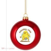Pickleball Chick Cute Sport Plastic Christmas Ball Ornament thumb 0