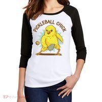 Pickleball Chick Cute Sport Women's Tri-Blend 3/4-Sleeve Raglan Shirt thumb 2