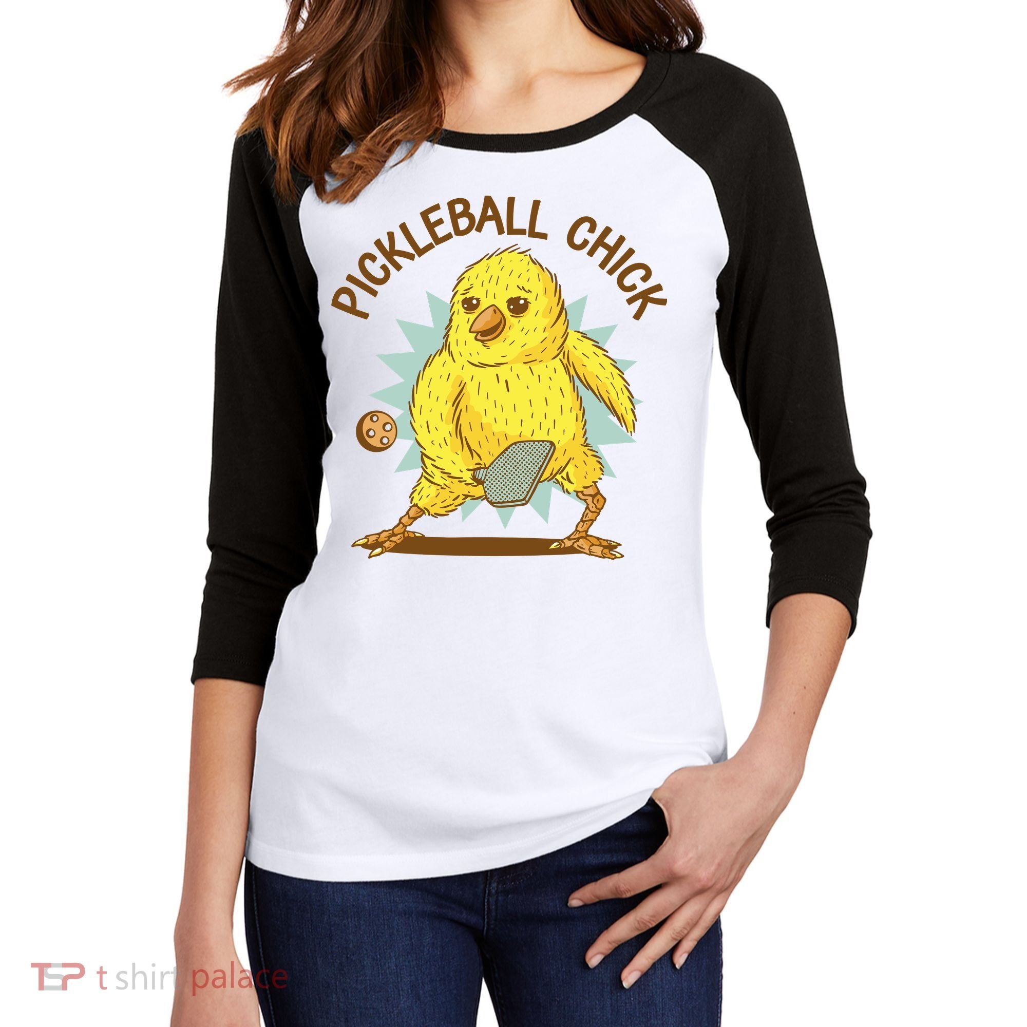 Pickleball Chick Cute Sport Women's Tri-Blend 3/4-Sleeve Raglan Shirt