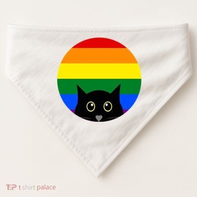 Peeking Cat Colorful Rainbow USA-Made Doggie Bandana