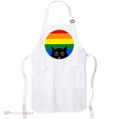 Peeking Cat Colorful Rainbow Apron