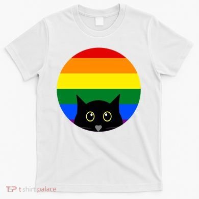 Peeking Cat Colorful Rainbow T-Shirt