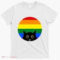 Peeking Cat Colorful Rainbow T-Shirt thumb 0