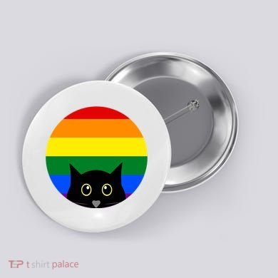 Peeking Cat Colorful Rainbow Button