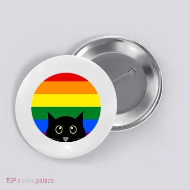 Peeking Cat Colorful Rainbow Button