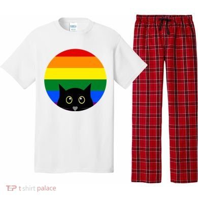 Peeking Cat Colorful Rainbow Pajama Set