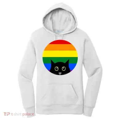Peeking Cat Colorful Rainbow Women's Hoodie