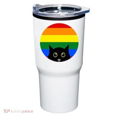 Peeking Cat Colorful Rainbow Tumbler