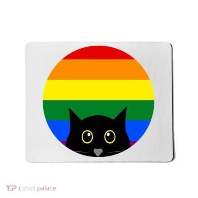 Peeking Cat Colorful Rainbow Mousepad