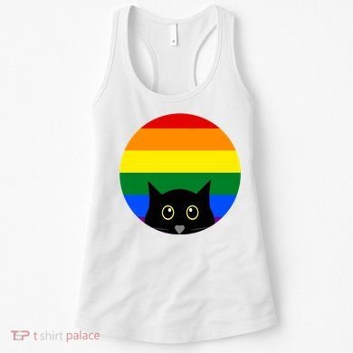 Peeking Cat Colorful Rainbow Women's Tank Top