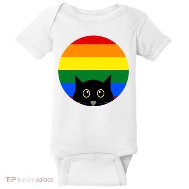 Peeking Cat Colorful Rainbow Baby Bodysuit