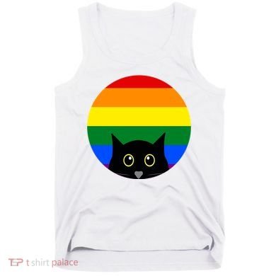Peeking Cat Colorful Rainbow Tank Top