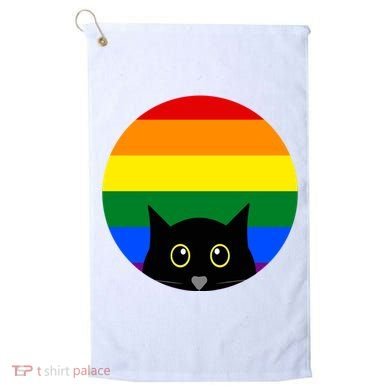 Peeking Cat Colorful Rainbow Golf Towel
