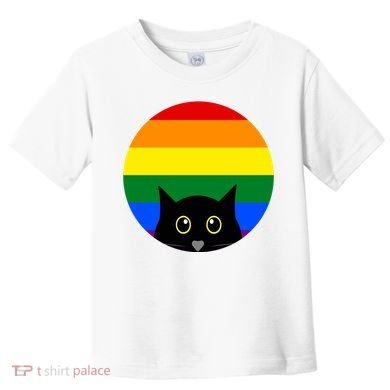 Peeking Cat Colorful Rainbow Toddler T-Shirt