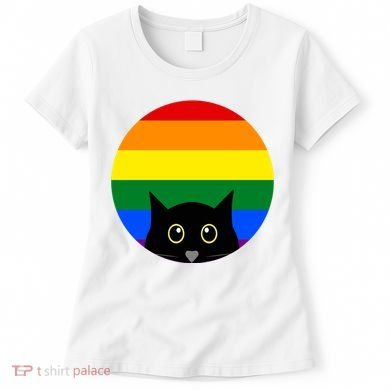 Peeking Cat Colorful Rainbow Women's T-Shirt
