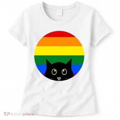 Peeking Cat Colorful Rainbow Women's T-Shirt