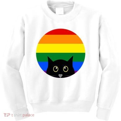 Peeking Cat Colorful Rainbow Kids Sweatshirt