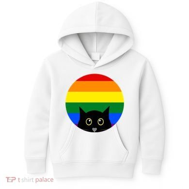 Peeking Cat Colorful Rainbow Kids Hoodie