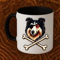 Pirate Collie Crossbones Cute Dog Funny Coffee Mug thumb 2