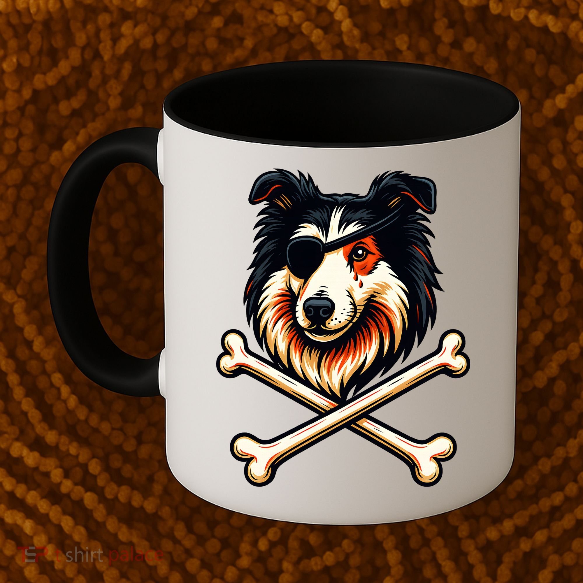 Pirate Collie Crossbones Cute Dog Funny Coffee Mug