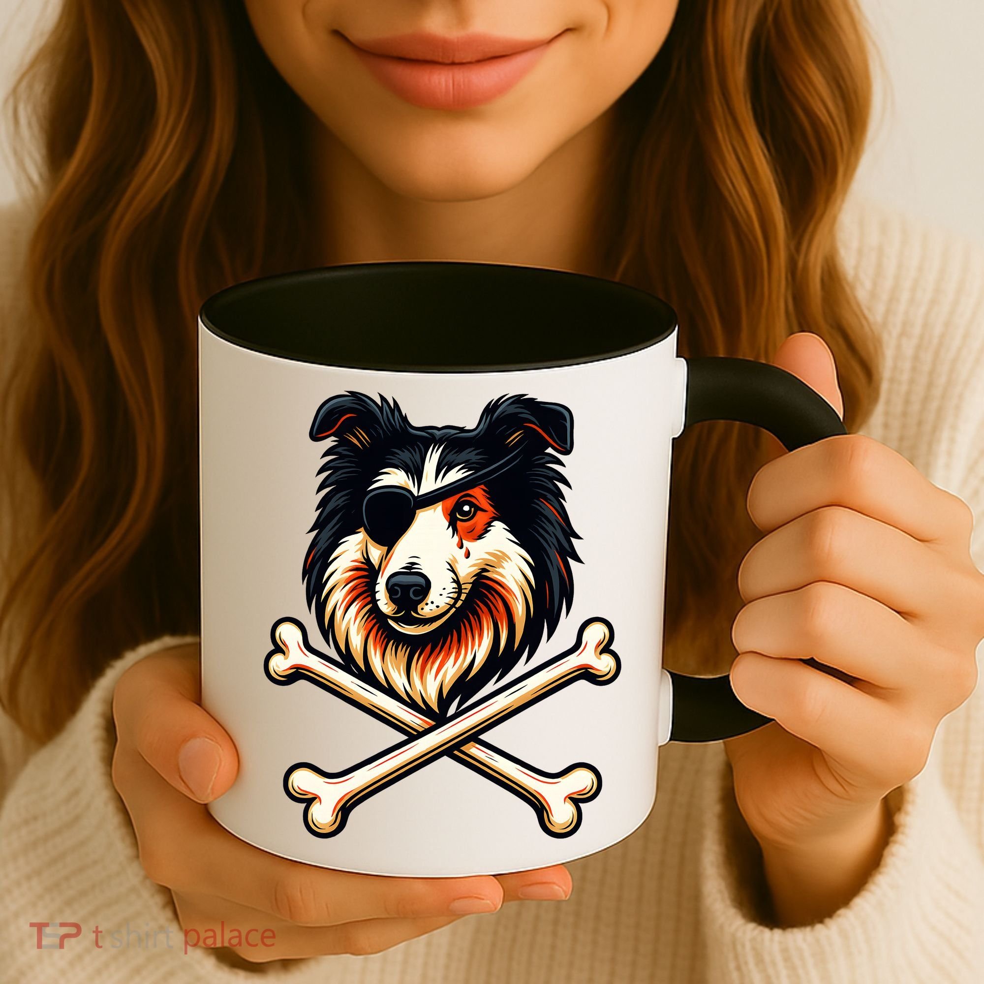 Pirate Collie Crossbones Cute Dog Funny Coffee Mug