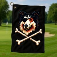 Pirate Collie Crossbones Cute Dog Funny Golf Towel thumb 1