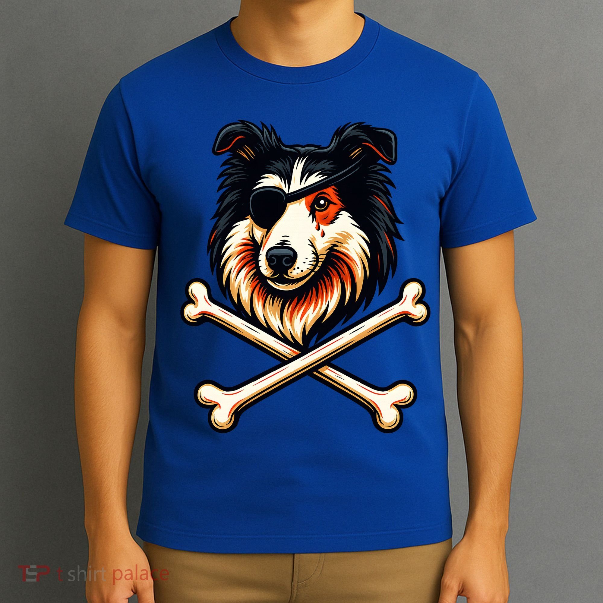 Pirate Collie Crossbones Cute Dog Funny T-Shirt