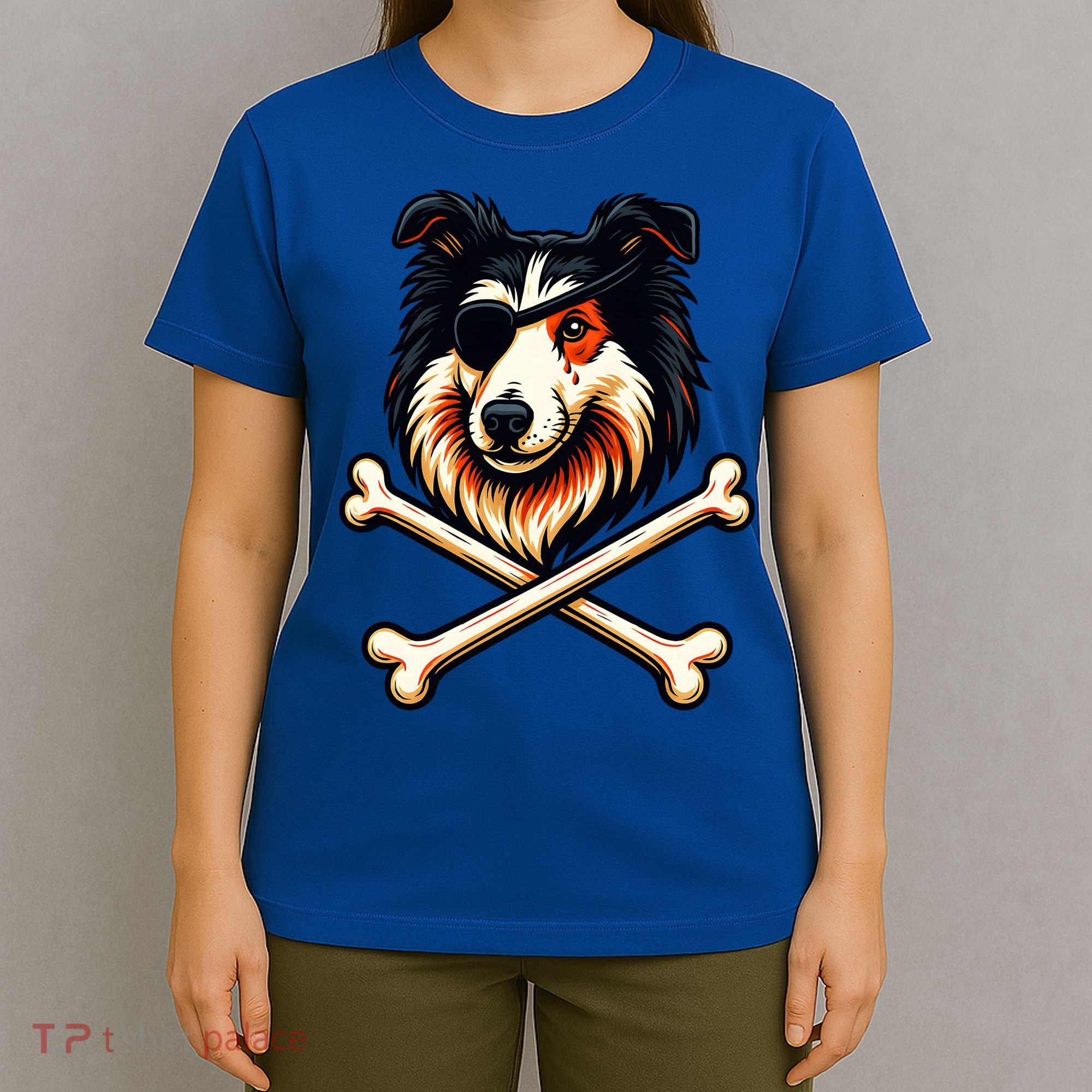 Pirate Collie Crossbones Cute Dog Funny T-Shirt