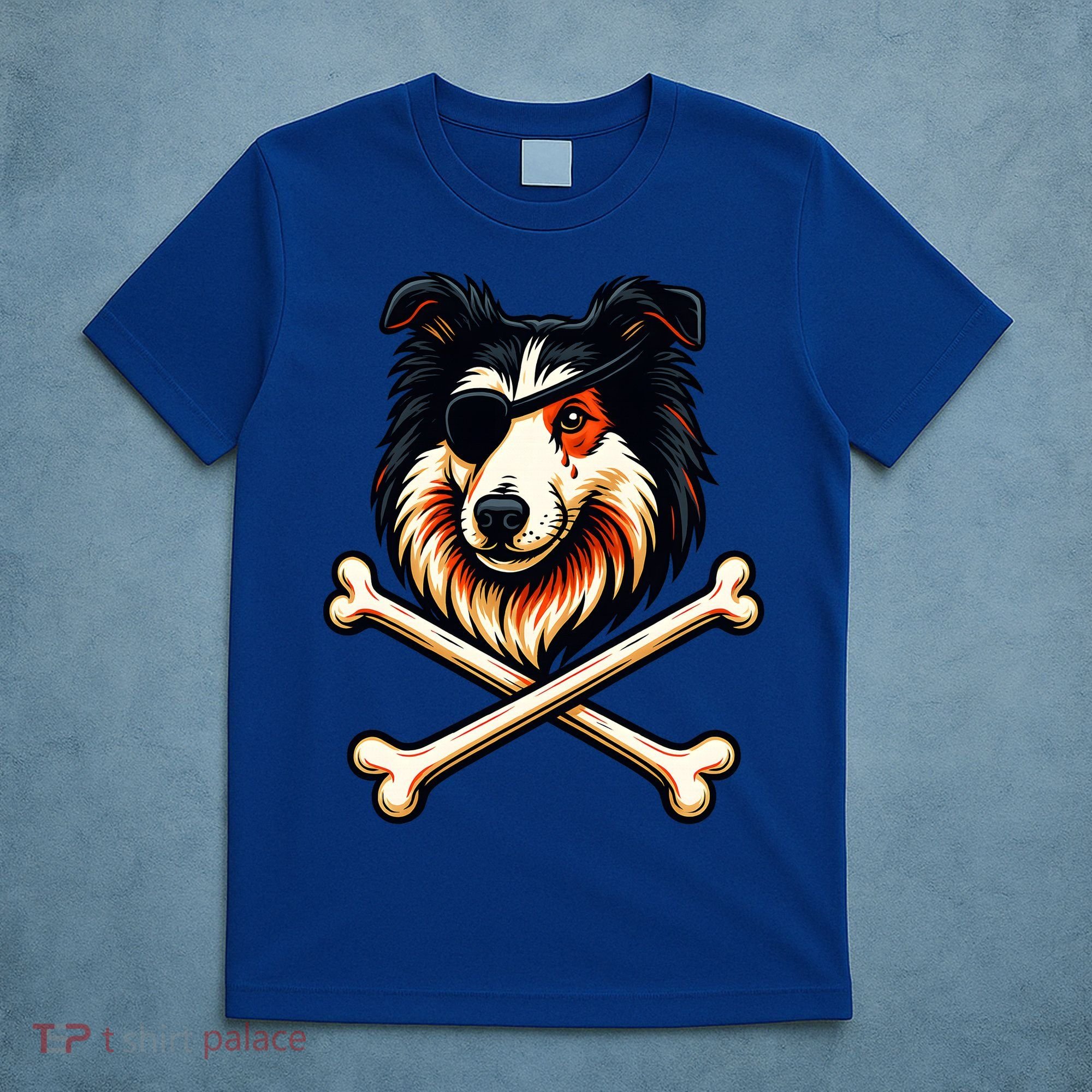 Pirate Collie Crossbones Cute Dog Funny T-Shirt