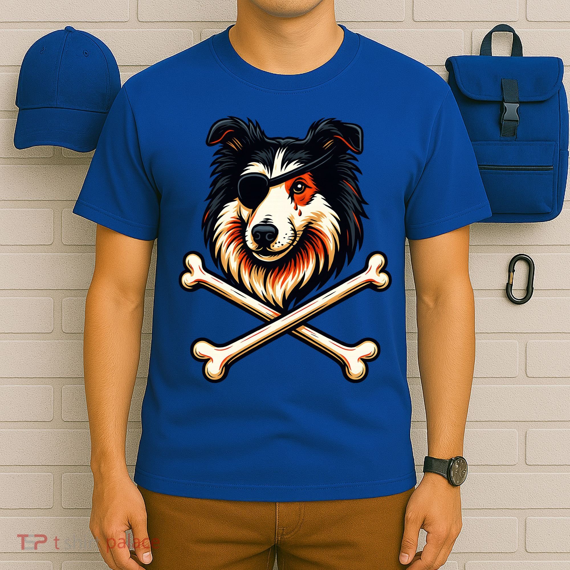 Pirate Collie Crossbones Cute Dog Funny T-Shirt