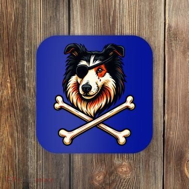 Pirate Collie Crossbones Cute Dog Funny Coaster