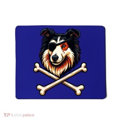 Pirate Collie Crossbones Cute Dog Funny Mousepad