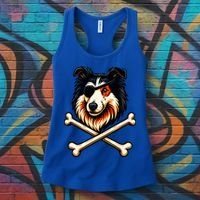Pirate Collie Crossbones Cute Dog Funny Women's Tank Top thumb 3