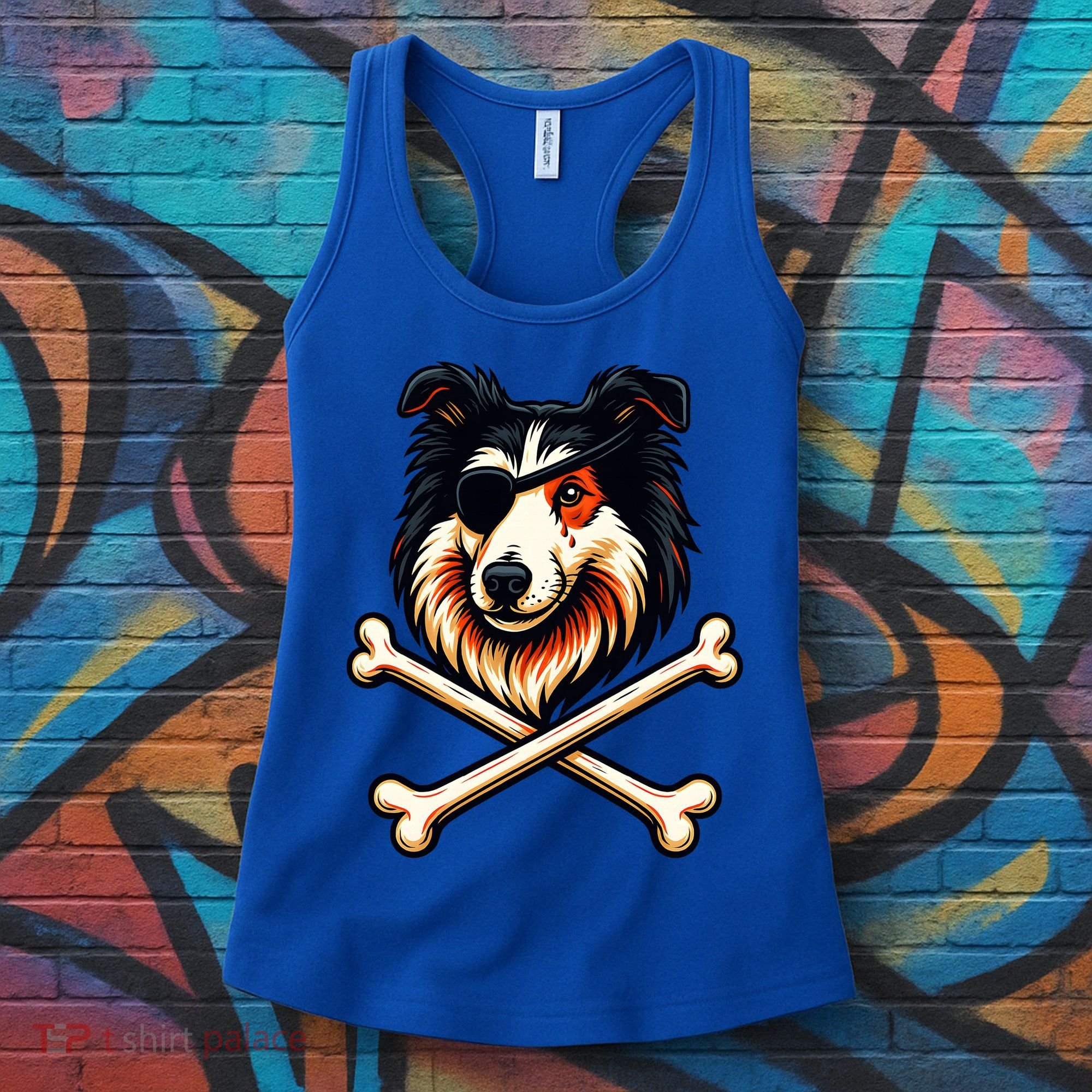 Pirate Collie Crossbones Cute Dog Funny Women's Tank Top
