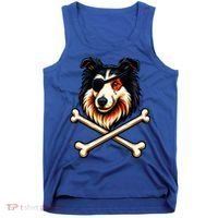 Pirate Collie Crossbones Cute Dog Funny Tank Top thumb 0