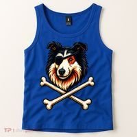 Pirate Collie Crossbones Cute Dog Funny Tank Top thumb 2