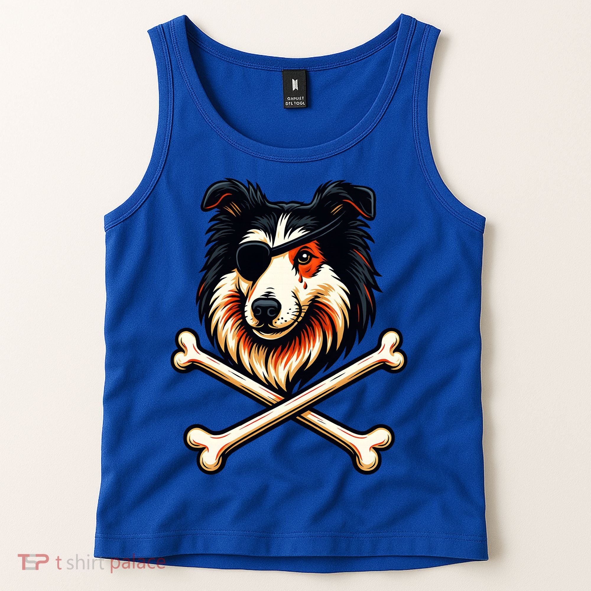 Pirate Collie Crossbones Cute Dog Funny Tank Top