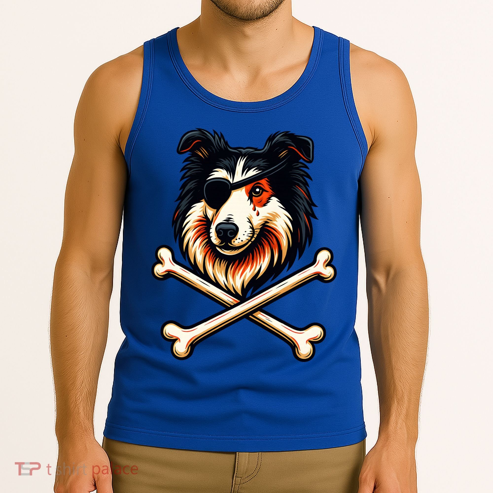 Pirate Collie Crossbones Cute Dog Funny Tank Top