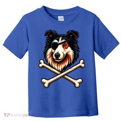 Pirate Collie Crossbones Cute Dog Funny Toddler T-Shirt